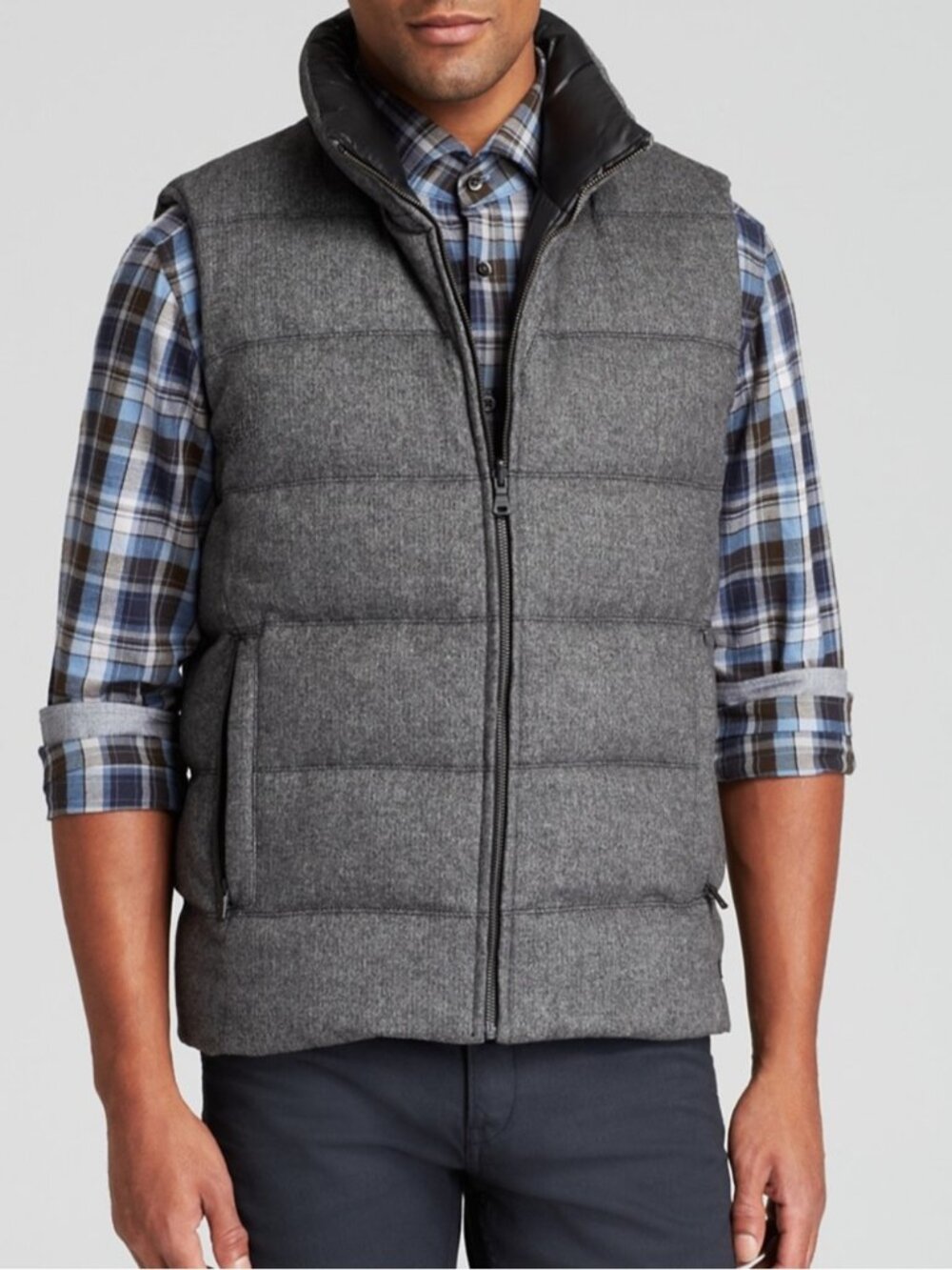 Hugo Boss Darnom Virgin Wool Blend Reversible Vest with Down Blend Filling